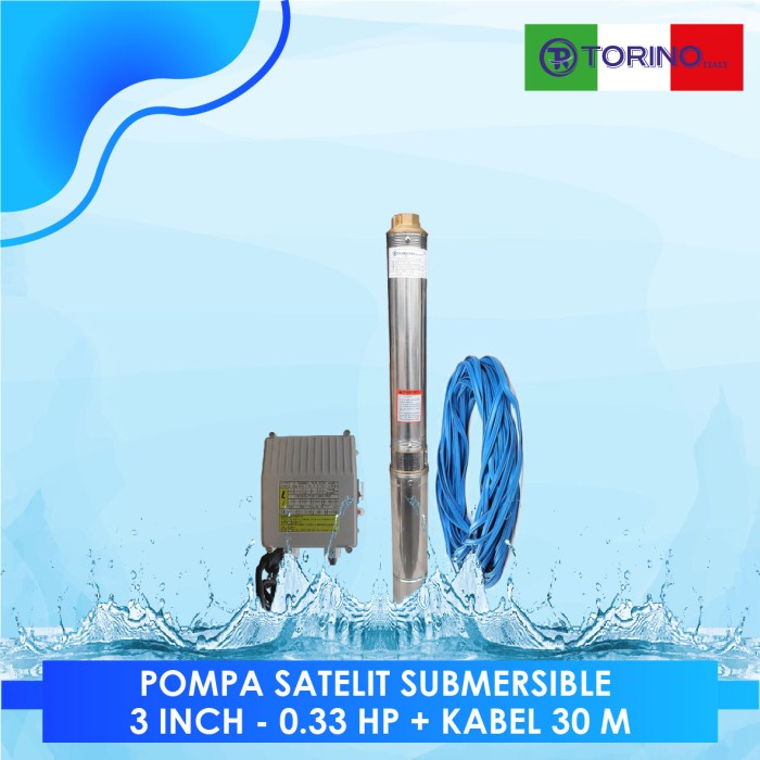 Termurah Pompa Satelit Submersible Torino Boston 3Ppo-0.33 Hp+ Kabel 30 Meter (Noril)