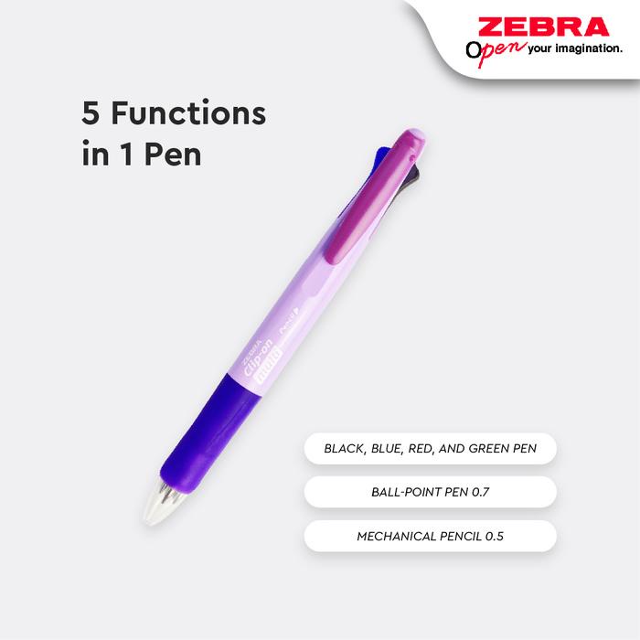 

Zebra Clip On - Multifunction Pen Gradation Series 0.7Mm (4 Pen + 1 Mechanical Pencil) Green Rubber