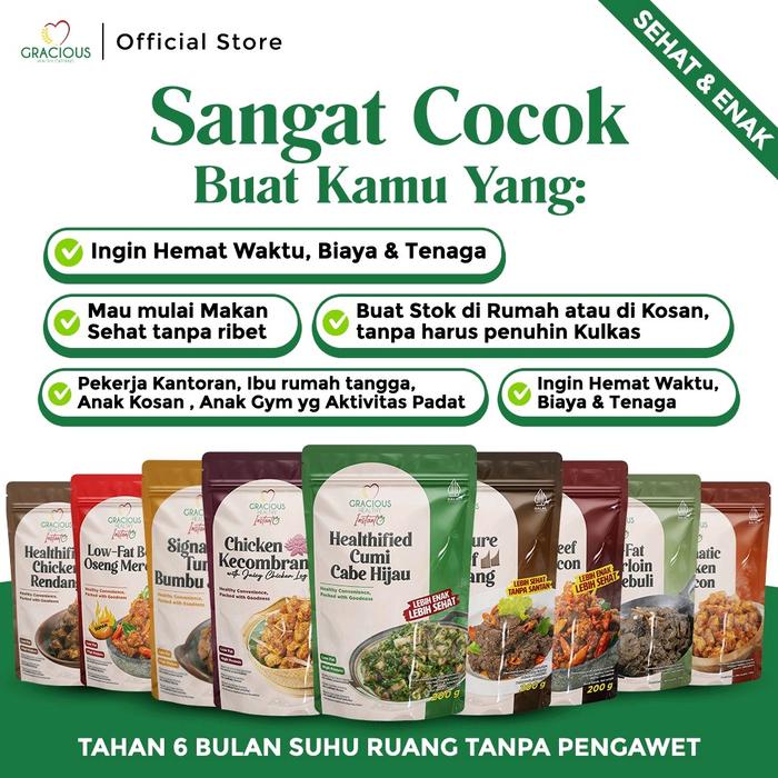 

terbaru !!! combo 3 lauk sapi sehat beef oseng mercon + signature beef rendang + beef kebuli ready