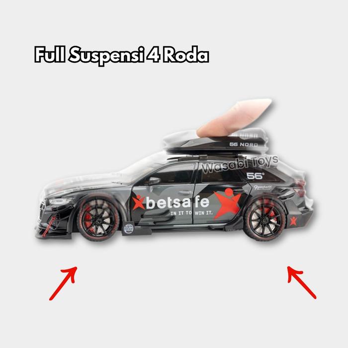 terbaru  miniatur diecast 1:24 audi rs6 rs 6 dtm (lampu, klakson, suspensi, roof box) ready
