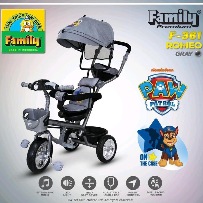 SALE TERBARU SEPEDA RODA TIGA ANAK FAMILY F361 ROMEO NICEKLODEON BAN EVA READYY