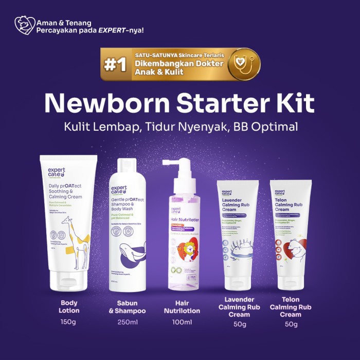 Expert Care - Newborn Starter Kit Lotion 50g + Telon Calming Baby Cream + Buku Cerita Anak Kulit
