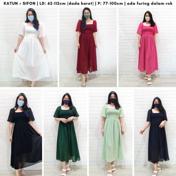 PRODUK TERBATAS PAKAIAN WANITA MAXI DRESS NATAL PESTA SIFON THROUGH KOREA JUMBO