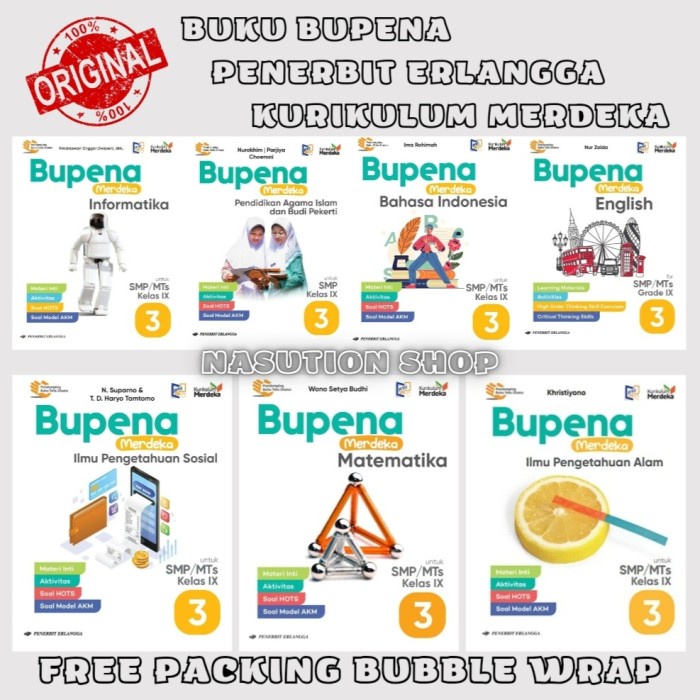 

SALE !!! BUKU BUPENA KELAS 3 / 9 IX SMP/MTS ERLANGGA KURIKULUM MERDEKA KURMER READYY