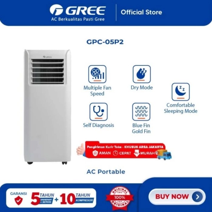 GREE 05P2 0.5pk AC PORTABLE AIR PURIFIER PENDINGIN RUANGAN 0.5 pk P2