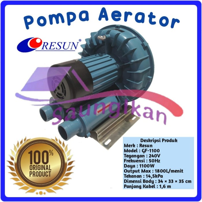 Pompa Blower Udara Aerator Kolam Bio Flok RESUN GF 1100