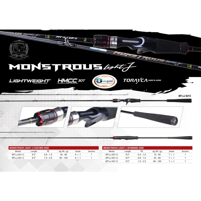 joran light jig seahawk monstrous ONE PIECE 621SP 621BC PE0.4-1.0 PE0.8-1.6 PE1.0-2.5 FREE PIPA rod
