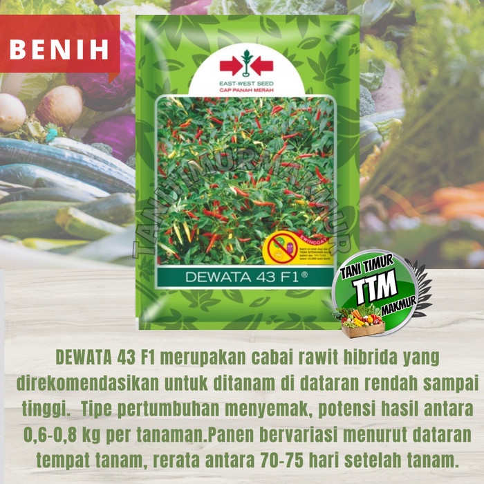 New Benih Cabe Rawit Dewata 43 ;F1 Isi 2250 Biji ; Cap Panah Merah Ready