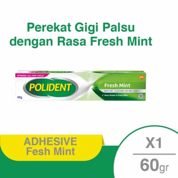 Polident Fresh Nt Perekat Gigi Palsu 60Gr Polident Lem Gigi Palsu