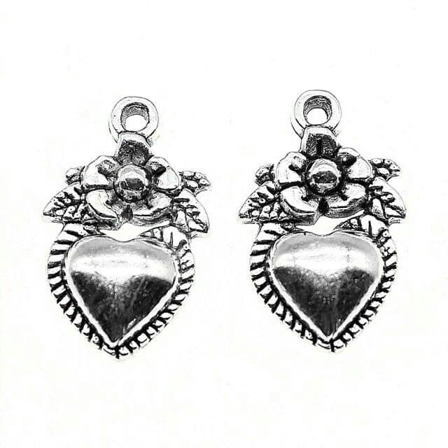 

*****] Pesona Bunga Hati Silver 18mm/ Liontin Bentuk Hati dan