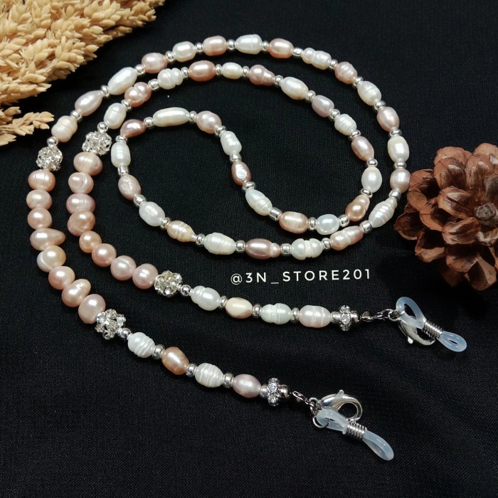 Strap Masker/ Tali kacamata / kalung Mutiara Air Tawar asli