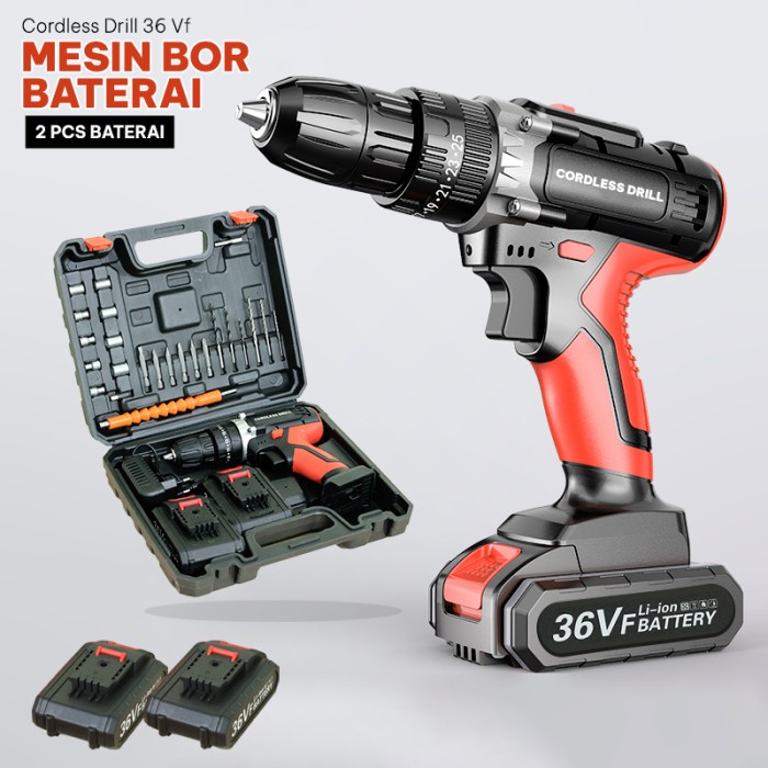 Mesin Brushless Kapasitas Ukuran Mata Bor 10mm 2 Baterai 36VF-G11B1