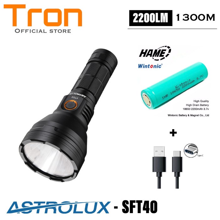 Astrolux FT03 SFT40 2200 Lumen 1300 Meter Senter LED USB-C Flashlight