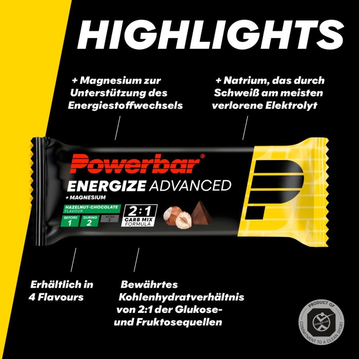 

Powerbar Energy Bar Energize Original & Advanced w/ Electrolytes & Magnesium