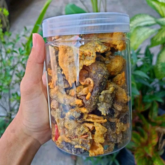 

Cemilan Keripik Kulit Ikan Salmon Salted Egg 125gr Makanan Seafood Toples Food