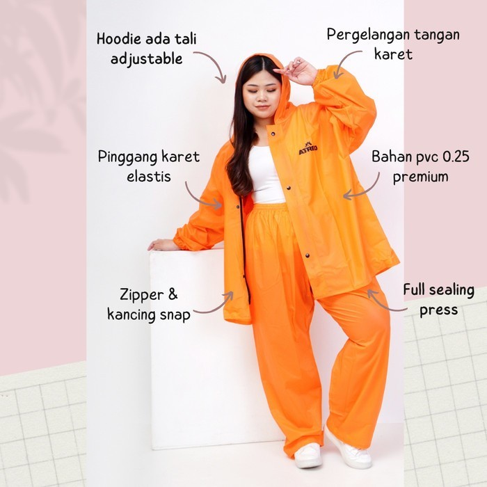 Jas Hujan Mantol Rain Coat Jumbo ATREO Unisex Pria Wanita XXXL XXXXL