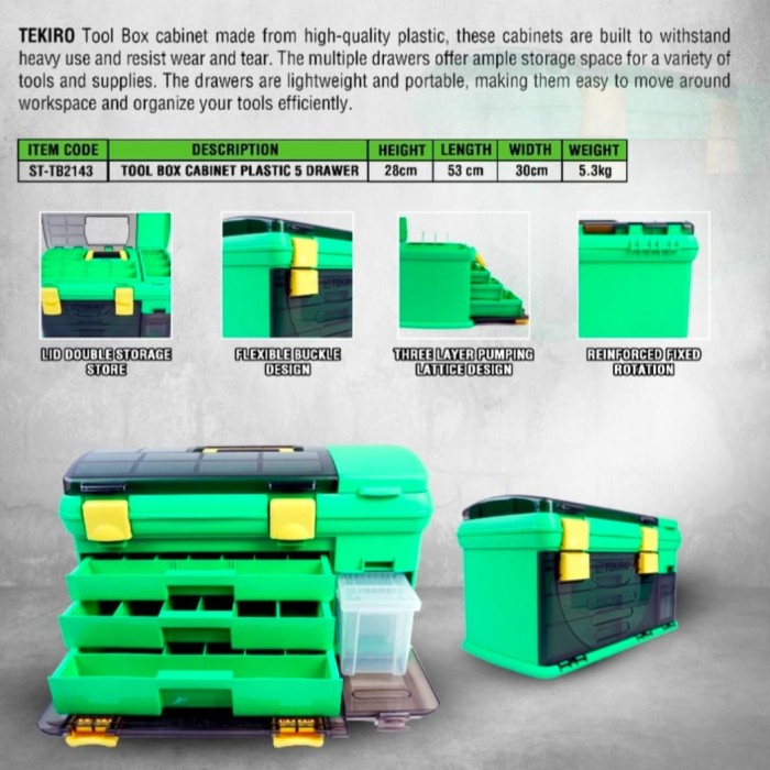 Toolbox Cabinet Plastic 5 drawer Tekiro / Tool box 5 tingkat pvc / Box Kabinet Plastik 5 Laci / Tool