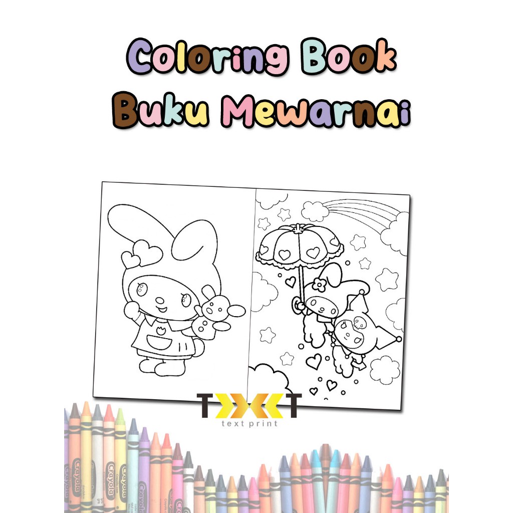 

Promo Coloring Book Buku Mewarnai Anak Paud Tk Tema Kuromi, Melody, Cinamon Roll, Dinosaurus Dll