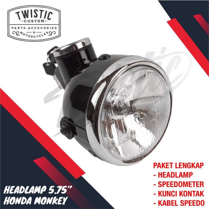 Headlamp Lampu Depan + Speedometer + Kontak Motor Honda Monkey Gorilla
