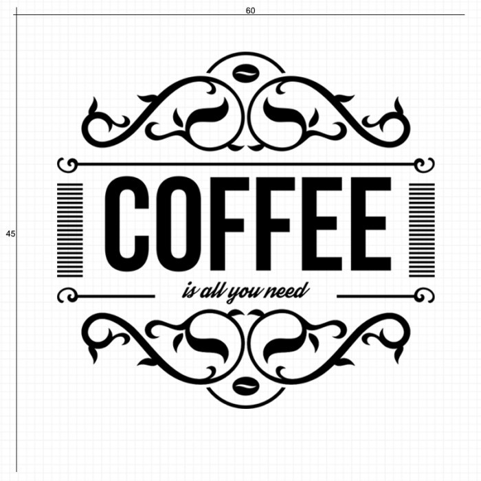 Sticker Dinding Custom Coffee Tulisan Cafe Toko Rumah Kaca Tembok