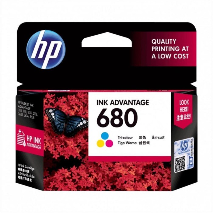 Tinta Printer HP 680 Tri-color Warna Original Ink 2135 2677 5276