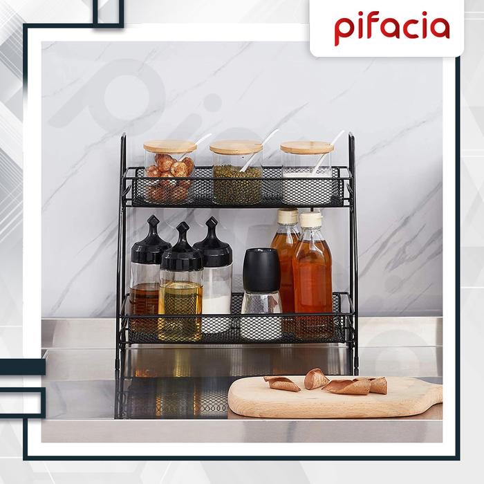 PIFACIA Rak Bumbu Dapur Besi Susun Rak Jajan Kosemetik Rak Portable Serbaguna