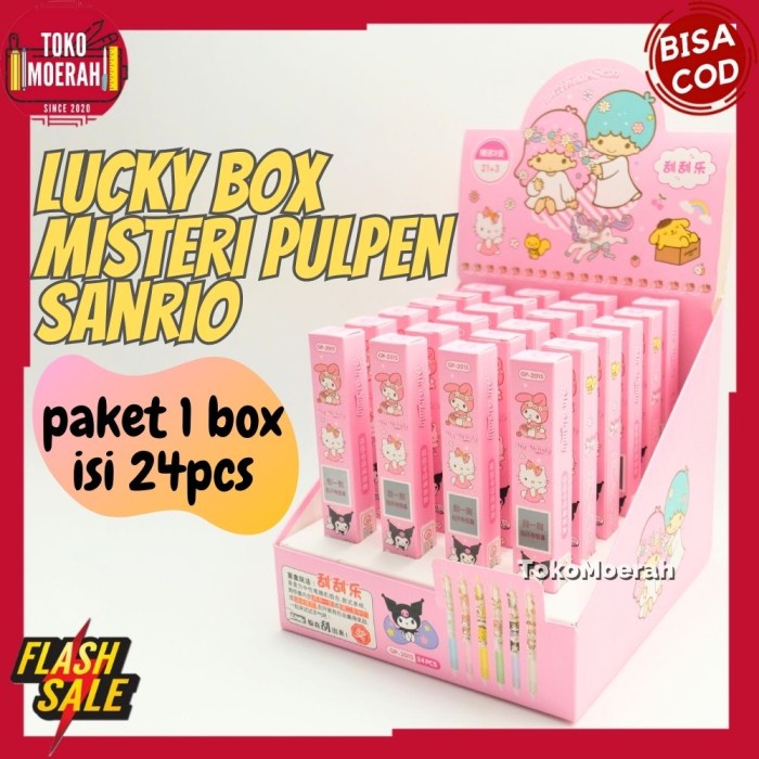 

1 SET 24 Box PULPEN SANRIO MISTERI LUCKY BOX UNIK LUCU PEN SANRIO COD