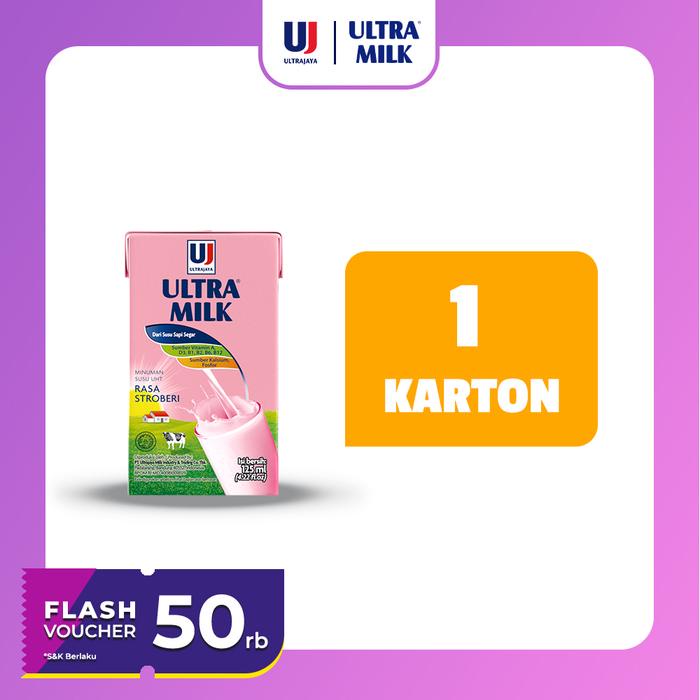 

terbaru !!! ultra milk susu uht strawberry 125ml 1 karton (40 pcs) ready