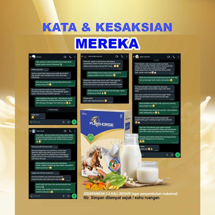 

terbaru !!! susu kuda organik pure horse dari sumbawa - kemasan 250g paket 4 box ready