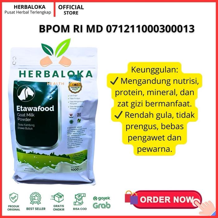 

terbaru !!! bpom susu kambing etawafood goat milk powder 1000gr susu kambing etawa bubuk original