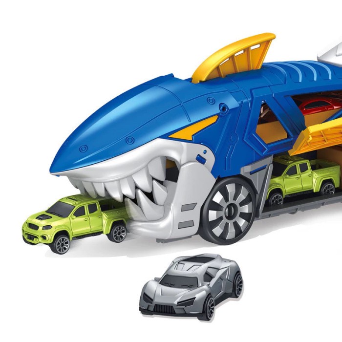 SALE  MAINAN ANAK TRACK MOBIL IKAN HIU CATAPULT SHARK DIECAST CONTAINER TRUCK MELUNCUR KADO
