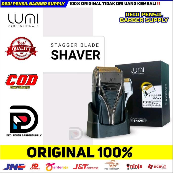 terbaru  lumi shaver black silver original alat cukur elektrik jenggot kumis botak licin ready