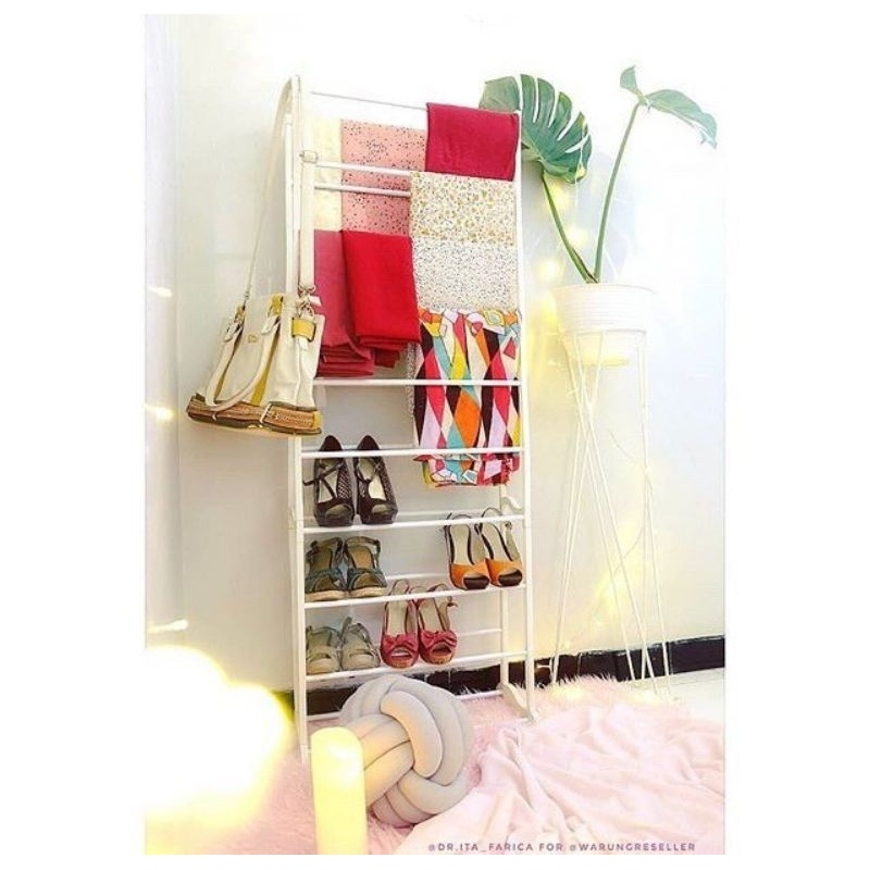 Unik Ladder Stand Hanger Rak Tangga Besi Gantungan Sajadah Mukena Sarung Handuk Rak Mushola Rumah