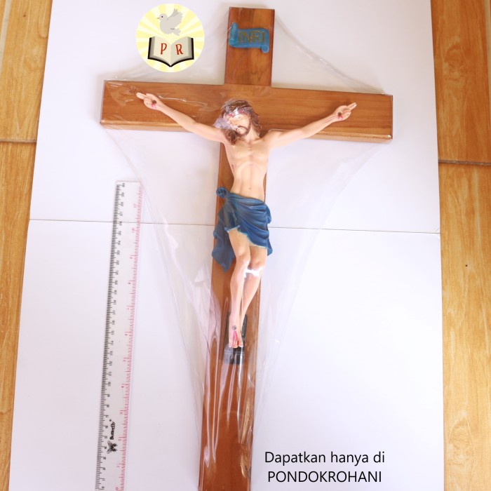 

Ready Salib Dinding / Gantung Bahan Kayu Jati Korpus Fiber Tinggi 49 Cm Biru