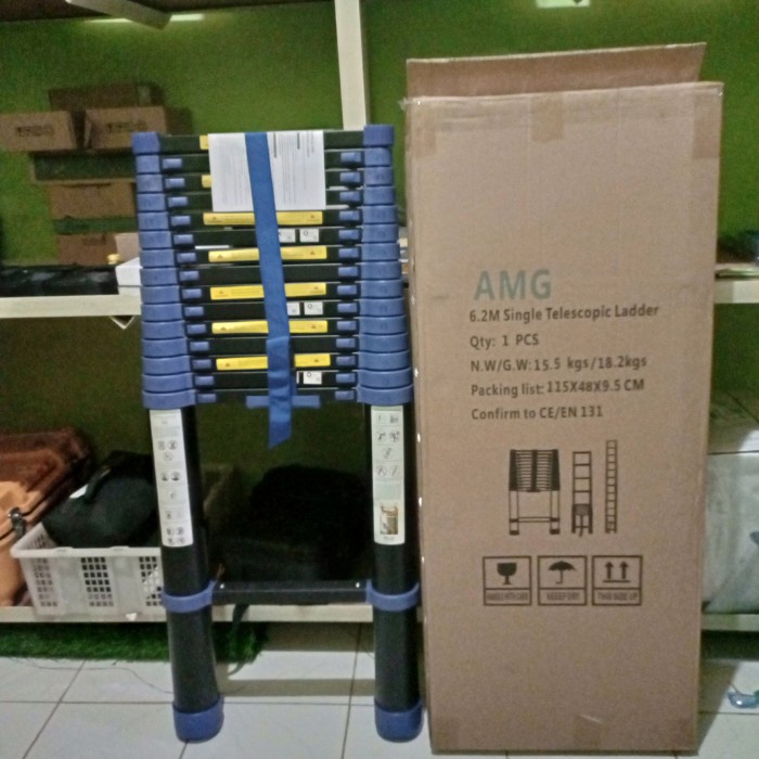 Paling Laris Tangga Teleskopik 6,2 Meter Biru