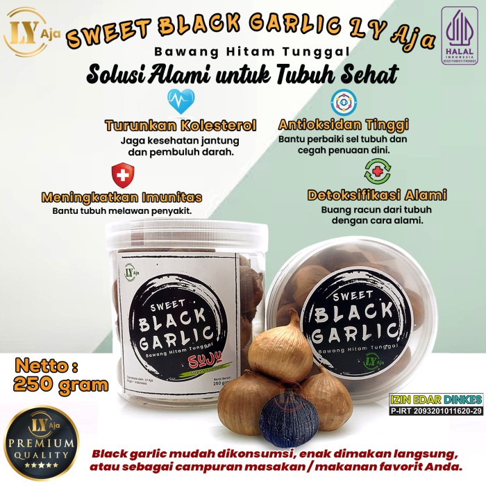 

Sale! Bawang Hitam Tunggal Lanang Sweet Black Garlic Ly Aja 250 Gram
