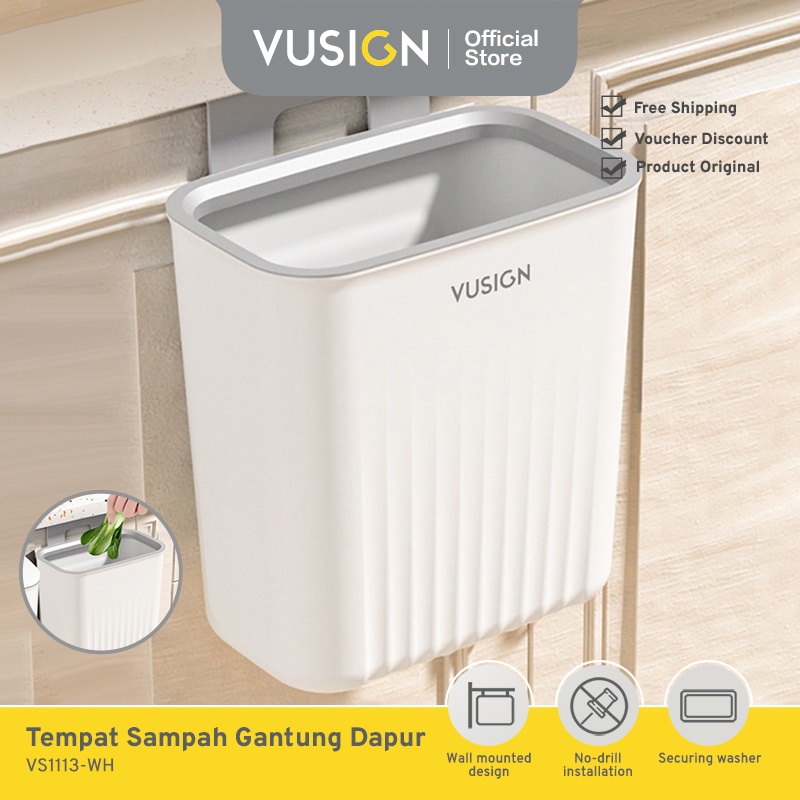 Vusign Tempat Sampah Gantung Tempel / Tong Sampah Gantung Dapur Meja 9 Liter Serbaguna VS1113X