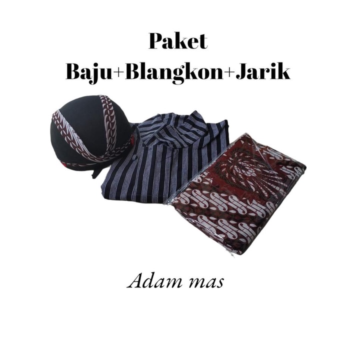 BERGARANSI Setelan Baju Lurik Pria Dewasa Adat Jogja Solo/Set Baju Surjan Lurik Laki Laki