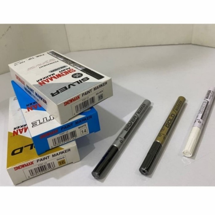

Promo Terbatas Spidol Snowman Paint Marker Permanent. Gold, Silver, White,