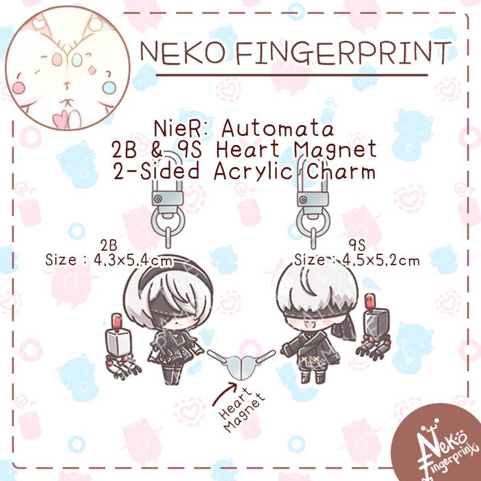 

Terlaris NieR: Automata - 2B & 9S Heart Magnet Acrylic Charm SALE
