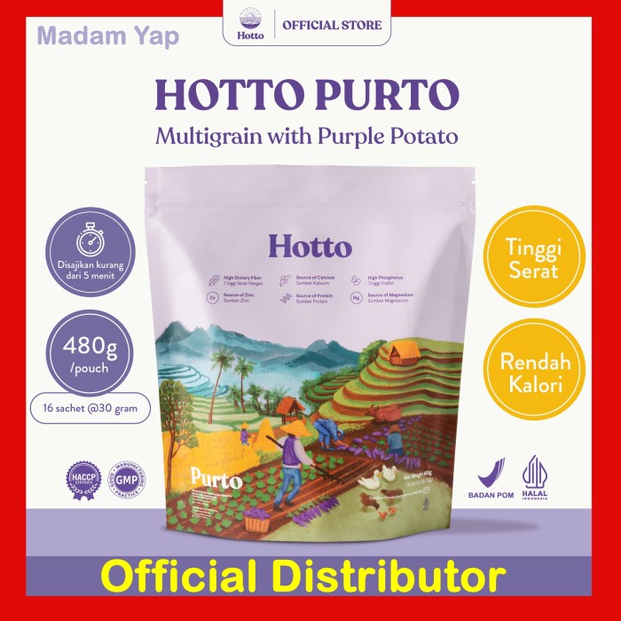 

PROMO !! HOTTO PURTO Pouch 16 Sachet Multigrain with Purple Potato