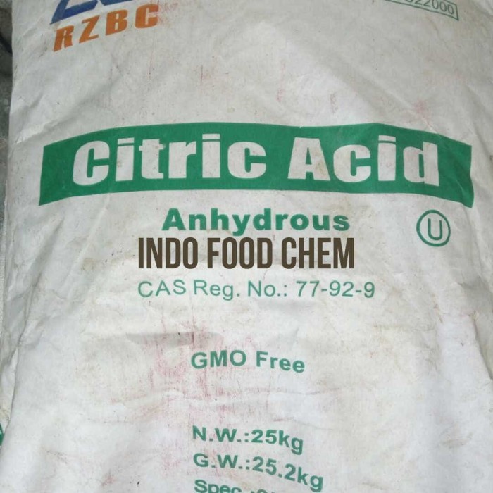 

Citrid acid anhydrous RZBC ex rrc, pengasam produk kering
