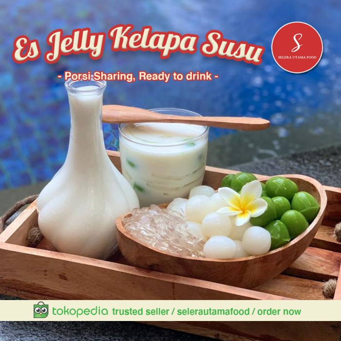 

Es Jelly Susu Kelapa Muda, Porsi 4-5 orang, Dengan Daging Kelapa Asli