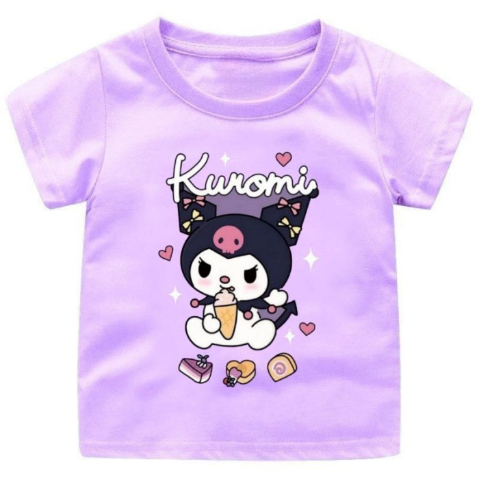 BAJU KAOS ANAK CEWEK GAMBAR KUROMI UMUR 1-12TAHUN