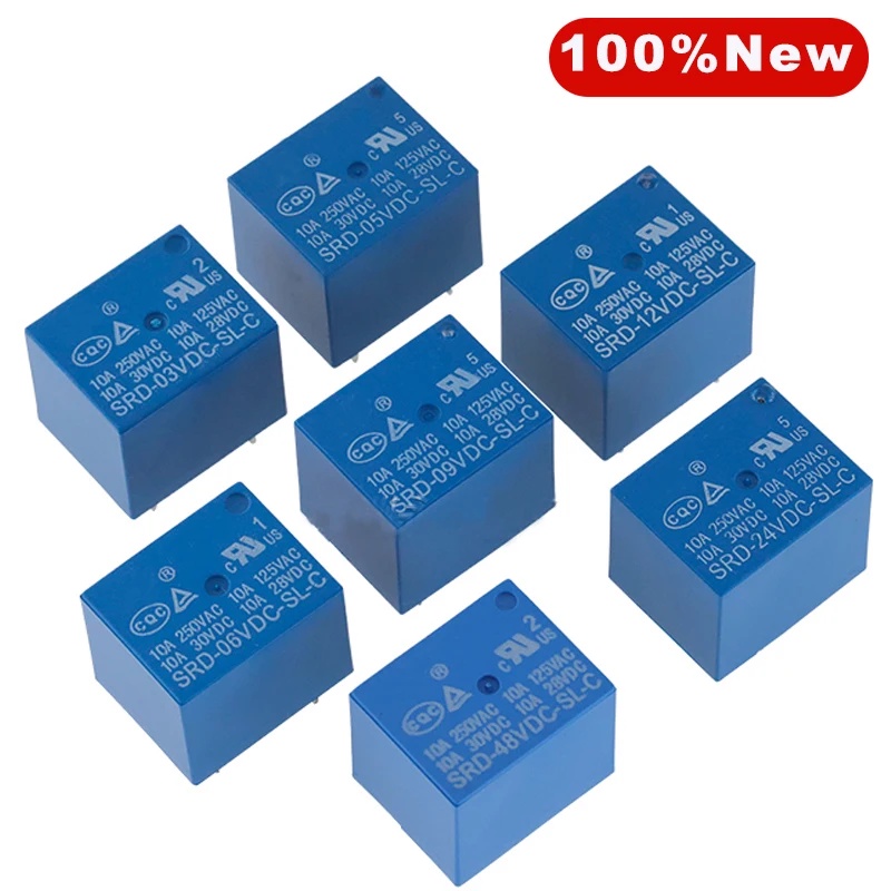 Relays 3V 5V 6V 9V 12V 24V 48V 10A 250VAC SRD-12VDC-SL-C SRD-03VDC-SL-C SRD-05VDC-SL-C SRD-06VDC-SL-