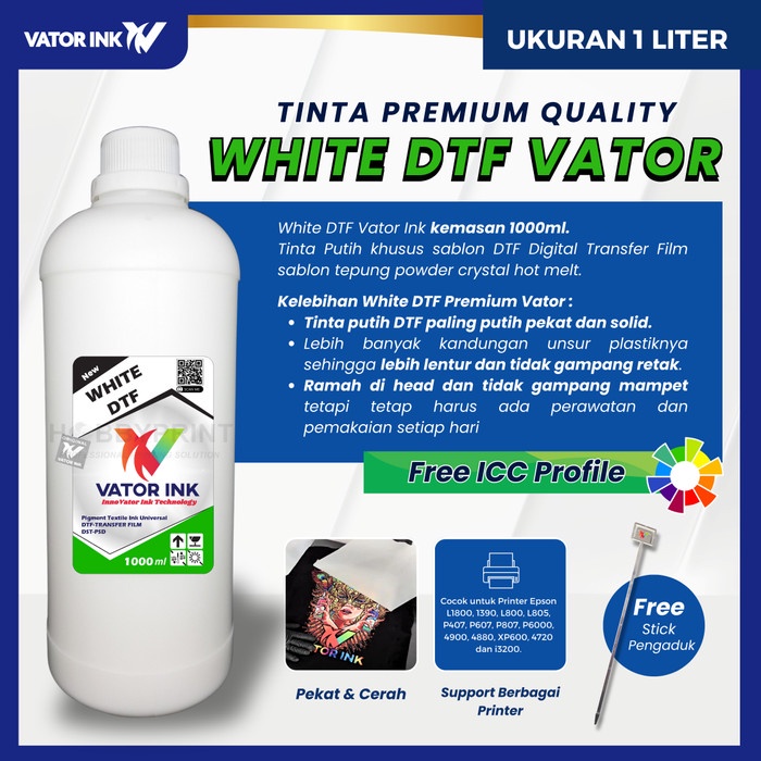 

DTF White Vator Ink 1000ml Tinta Putih Transfer Film Sablon Pet Film TERLARIS/TERMURAH/TERPOPULER