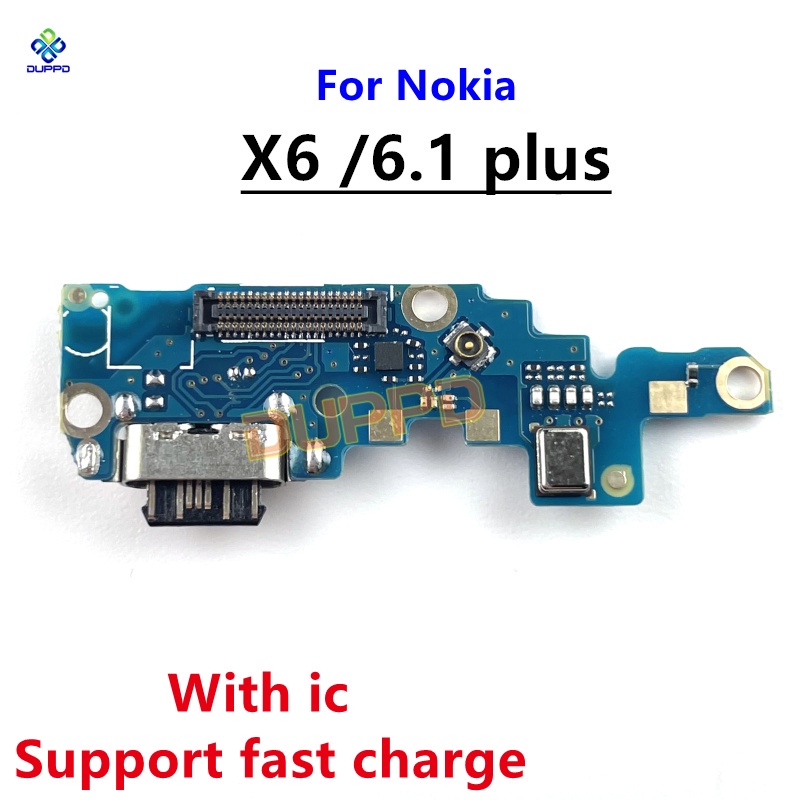 CC 1PCS  For Nokia X6 6.1 Plus USB Power Charger Charging Port Dock Connector Microphone Board Flex 