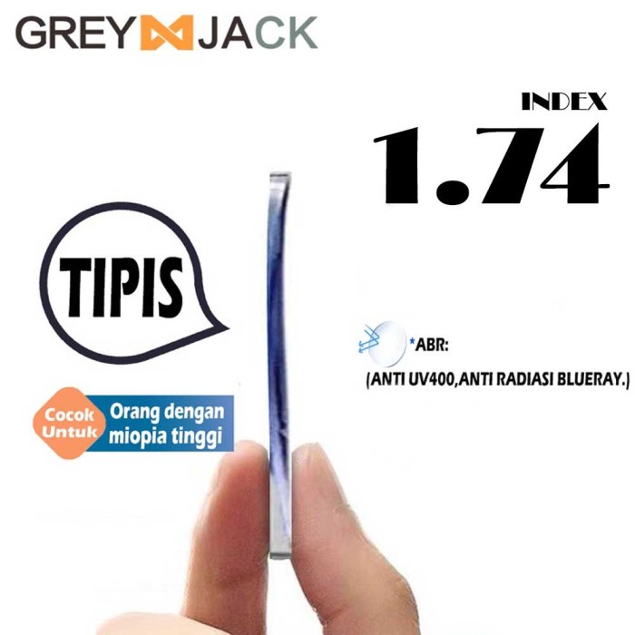 Trend" Grey Jack Lensa Di Pertipis Kacamata Minus Tinggi Super Tipis 1.74