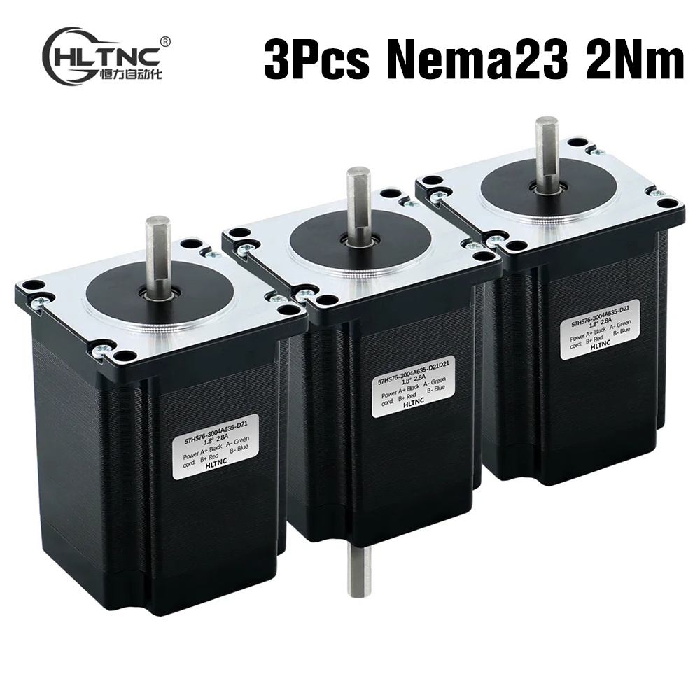 ZK 3Pcs 2Phase Nema23 57 Stepper Motor 2Nm 270ozin 3A 76mm 8mm Shaft 57HS76 Step Engine 4 Lead for C