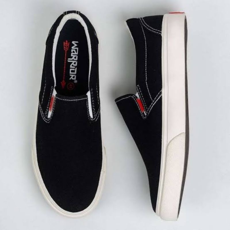 NEW PRODUCT Sepatu Warrior Arthur slip on black white Original 100% - warior - slip on pria slip on